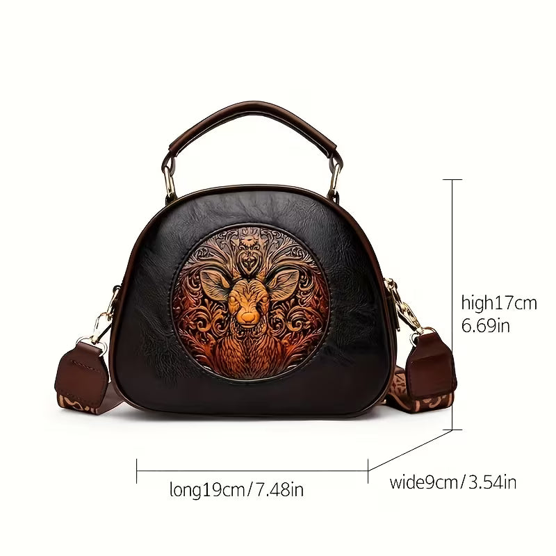 Vintage Embossed Crossbody Bag – Women's Multi-Compartment Shoulder Handbag