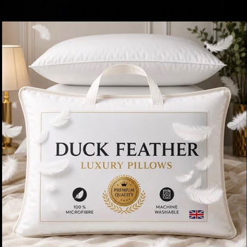 Premium Anti-allergy Duck Feather & Down Microfiber Pillows Pack of 1 & 2 – Hotel Quality Ultra Soft & Fluffy Bed Pillows, Hypoallergenic, Breathable & Machine Washable, High Loft Support Pillow Set
