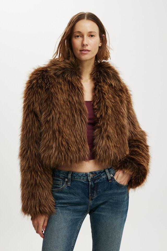 Vintage Luxe Faux Mink Reversible Fur Coat