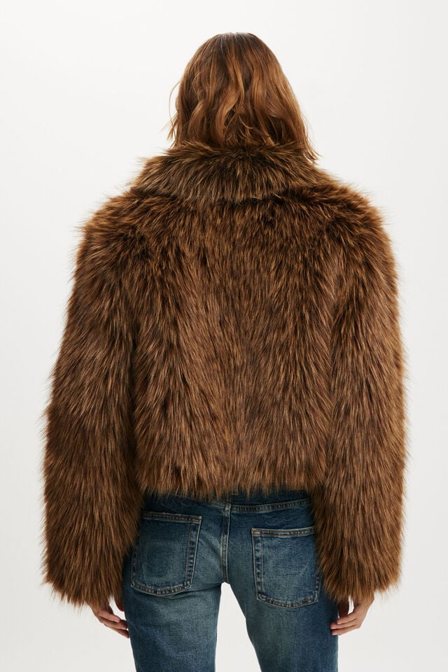 Vintage Luxe Faux Mink Reversible Fur Coat