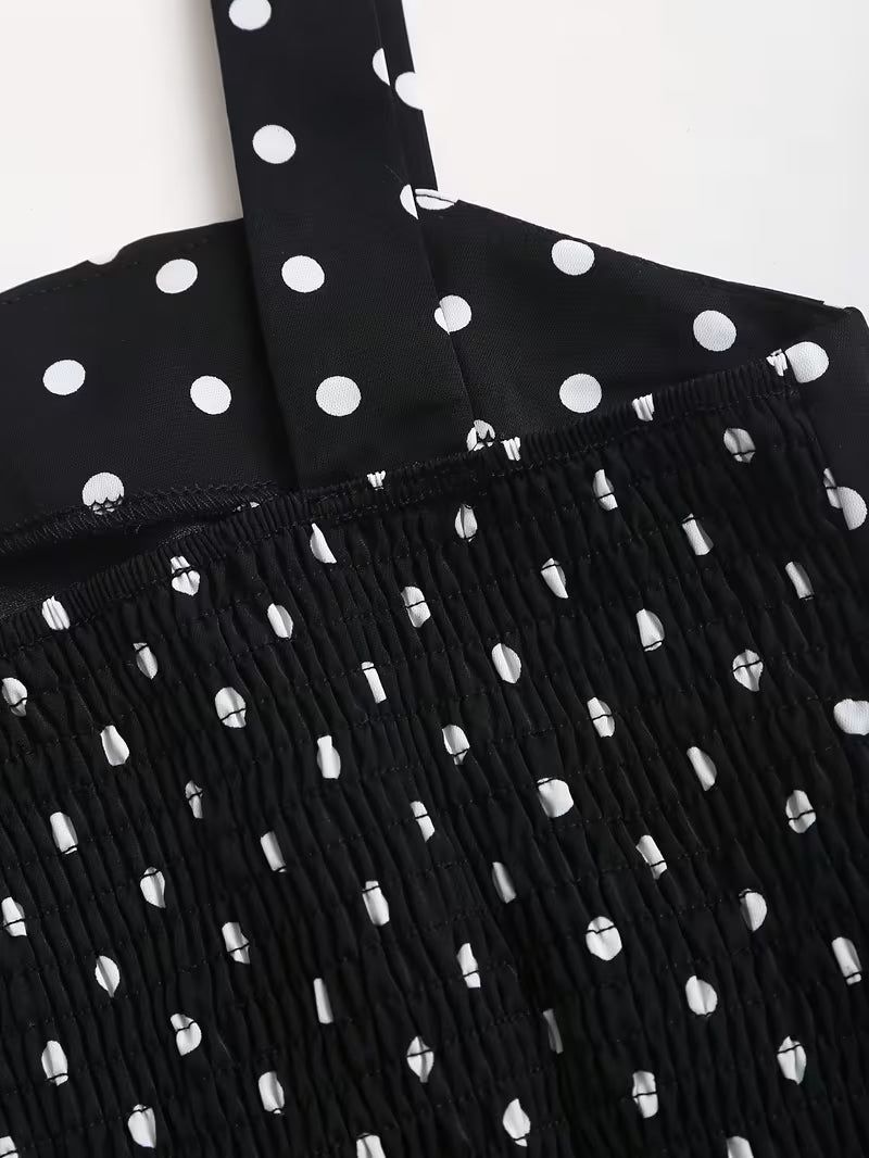 Vintage Elegant Polka Dot Cami Dress