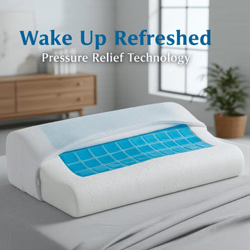 Cooling Gel Contour Memory Foam Pillow – Ergonomic Neck & Back Support, Orthopedic Design for Side & Back Sleepers, Washable Breathable & Removable Mesh Cover