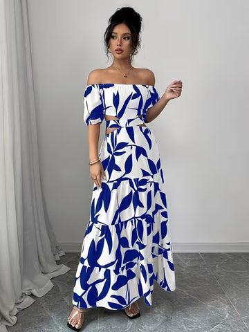 Women's Off-Shoulder Floral Print Maxi Dress
