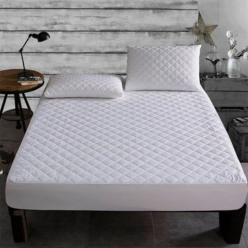 Waterproof & Breathable Quilted Fitted Mattress Pad Cooling Soft Deep Pocket Fit Secure Fit Multiple Sizes
