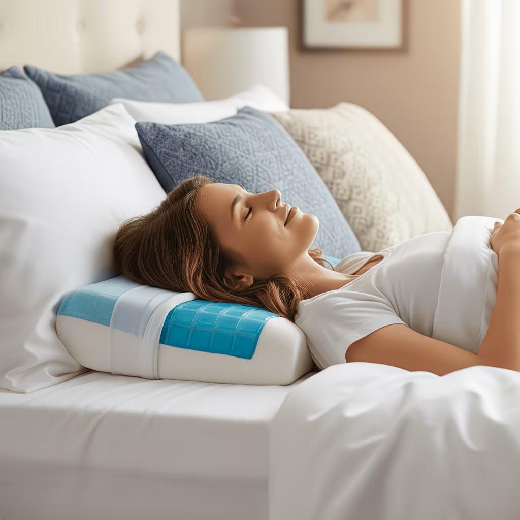 Cooling Gel Contour Memory Foam Pillow – Ergonomic Neck & Back Support, Orthopedic Design for Side & Back Sleepers, Washable Breathable & Removable Mesh Cover