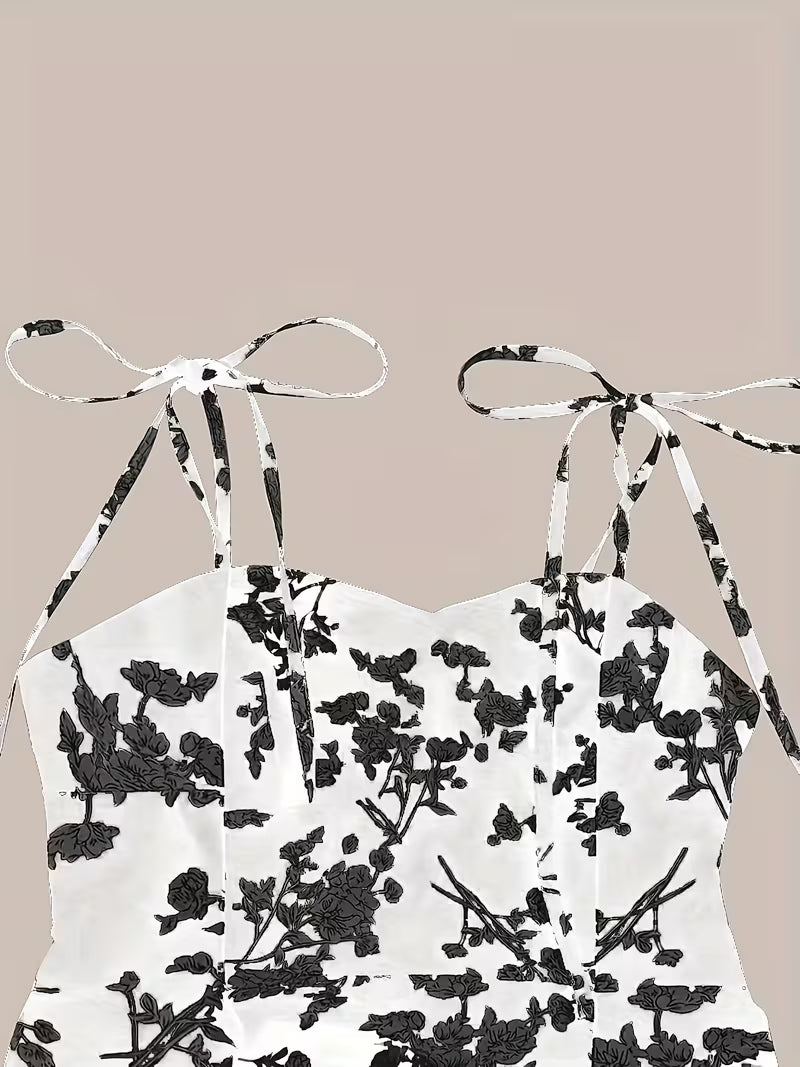 Women's Elegant Sweetheart Sleeveless Floral Print Sundress