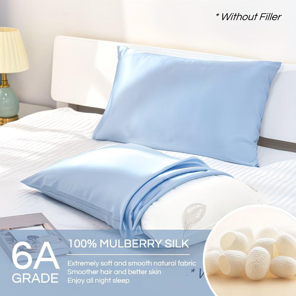 Luxury Mulberry Premium Quality Silk Pillowcase with Invisible Zipper | Soft & Breathable Pillow Cover for Hair & Skin | Bedroom, Sofa & Dorm
