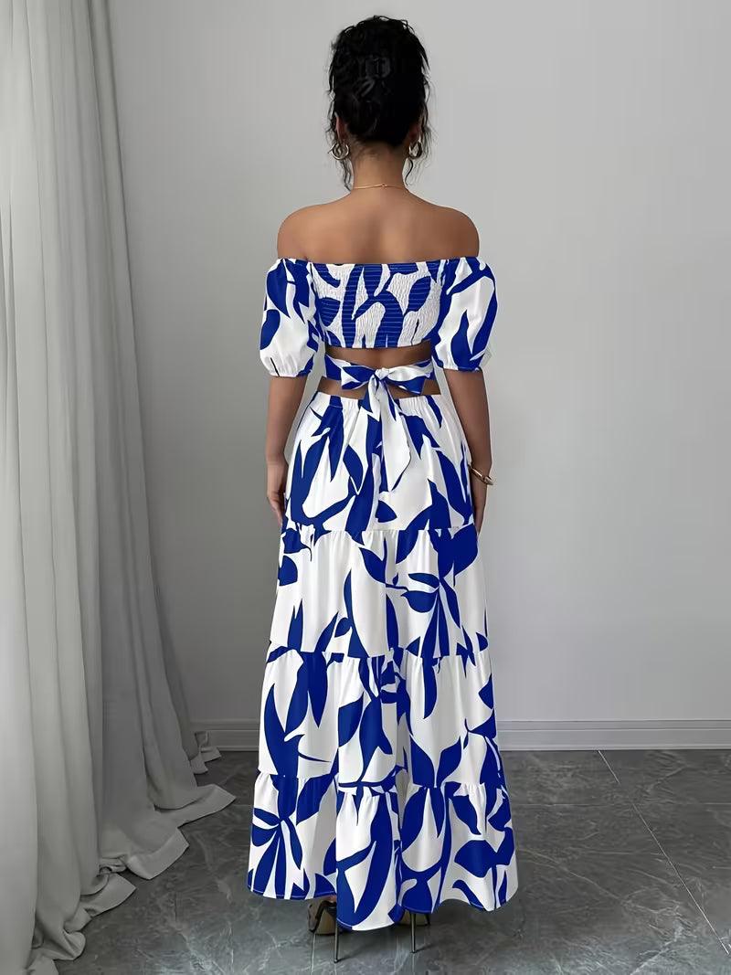 Women's Off-Shoulder Floral Print Maxi Dress