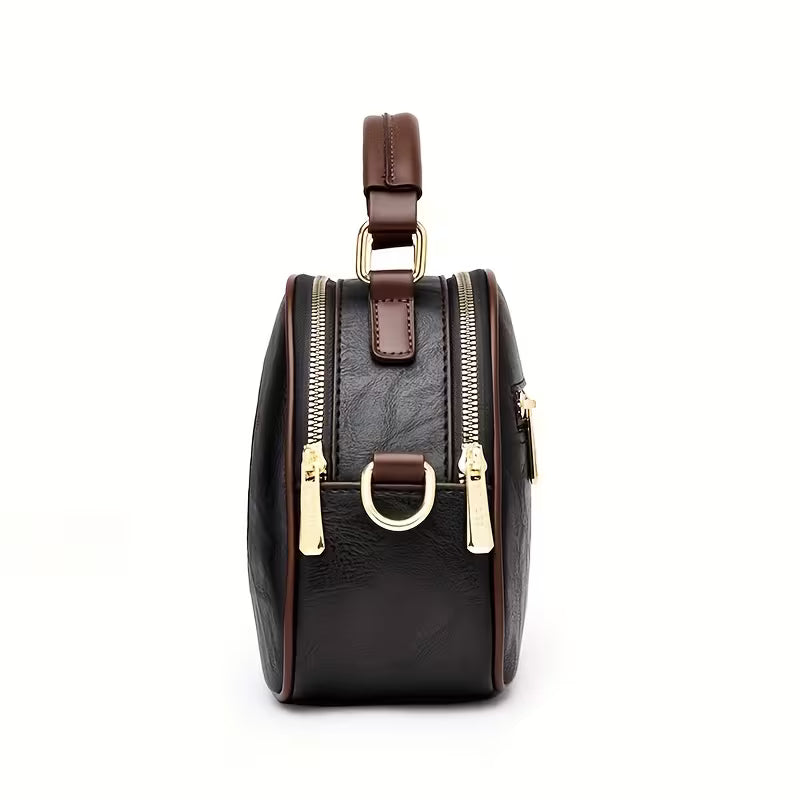 Vintage Embossed Crossbody Bag – Women's Multi-Compartment Shoulder Handbag