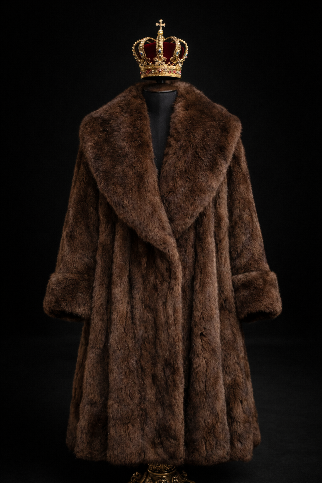 Maison de Velours™ Retro Velvet Long Faux Mink Fur Coat — Luxe Winter Heritage