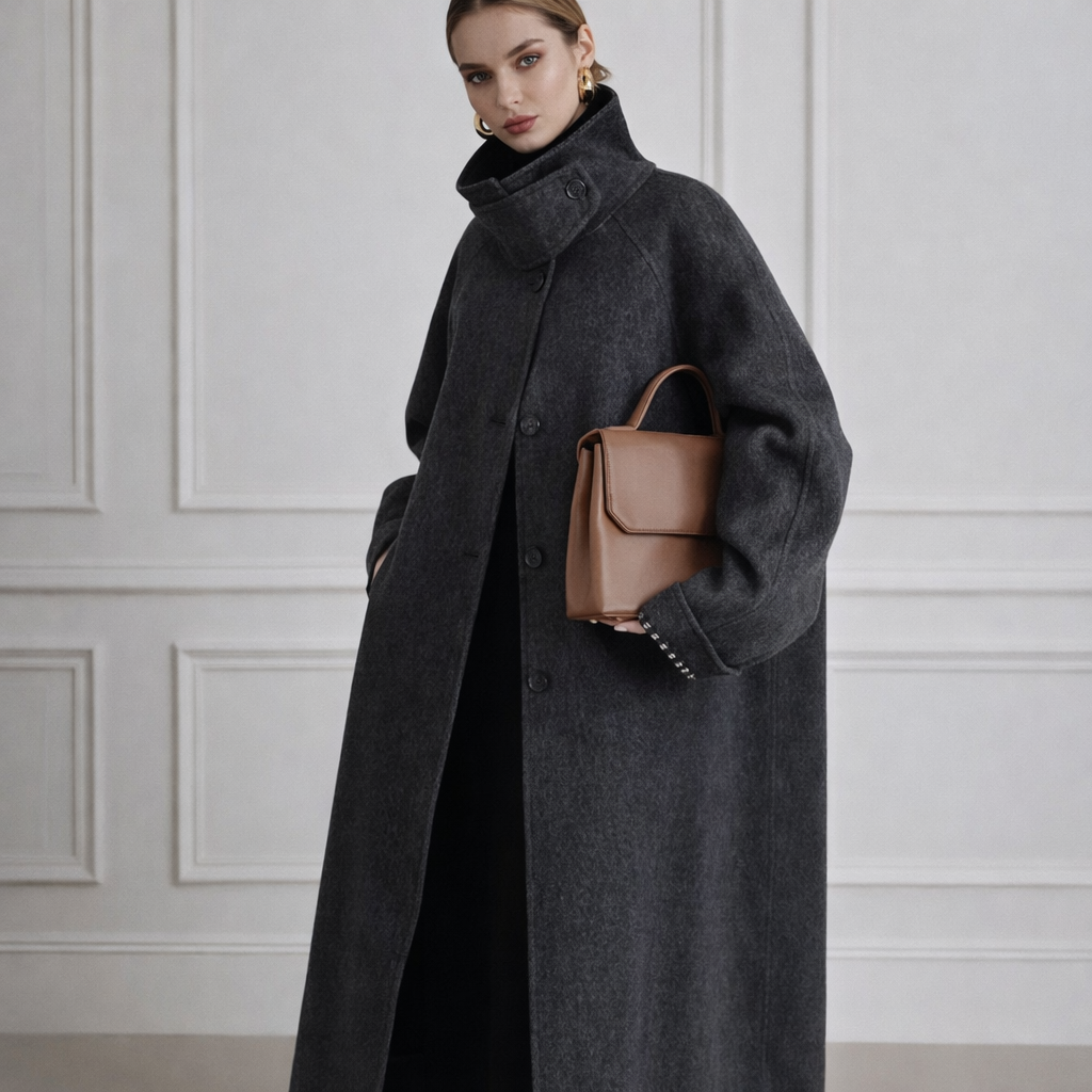 Maison d’Élégance™ Double‑Breasted Cashmere‑Wool Blend Long Coat — Luxe Winter Heritage