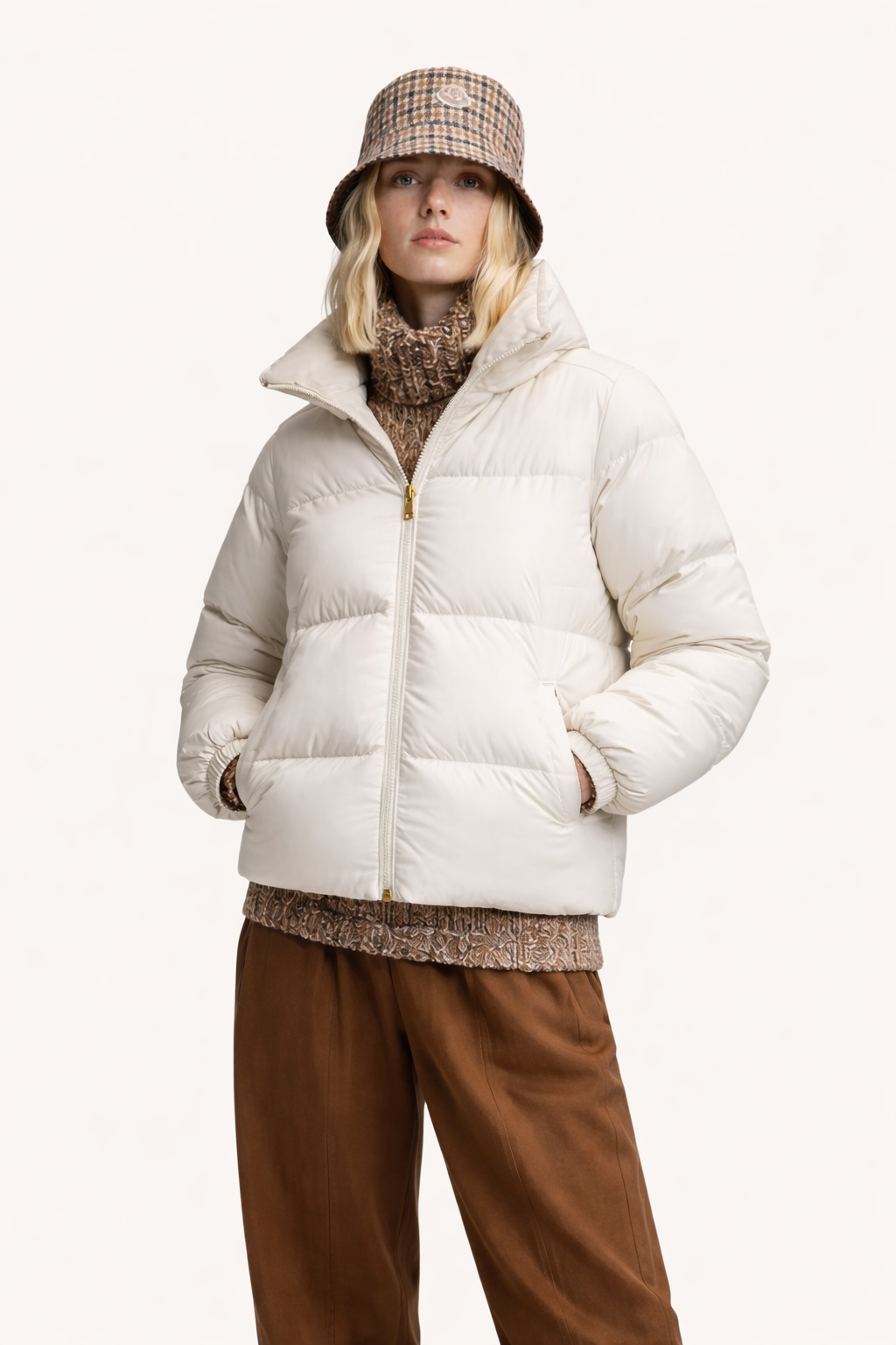 Elevé Arctic Quilted Slim Zip‑Up Puffer Coat — Luxe Insulated Winter Silhouette