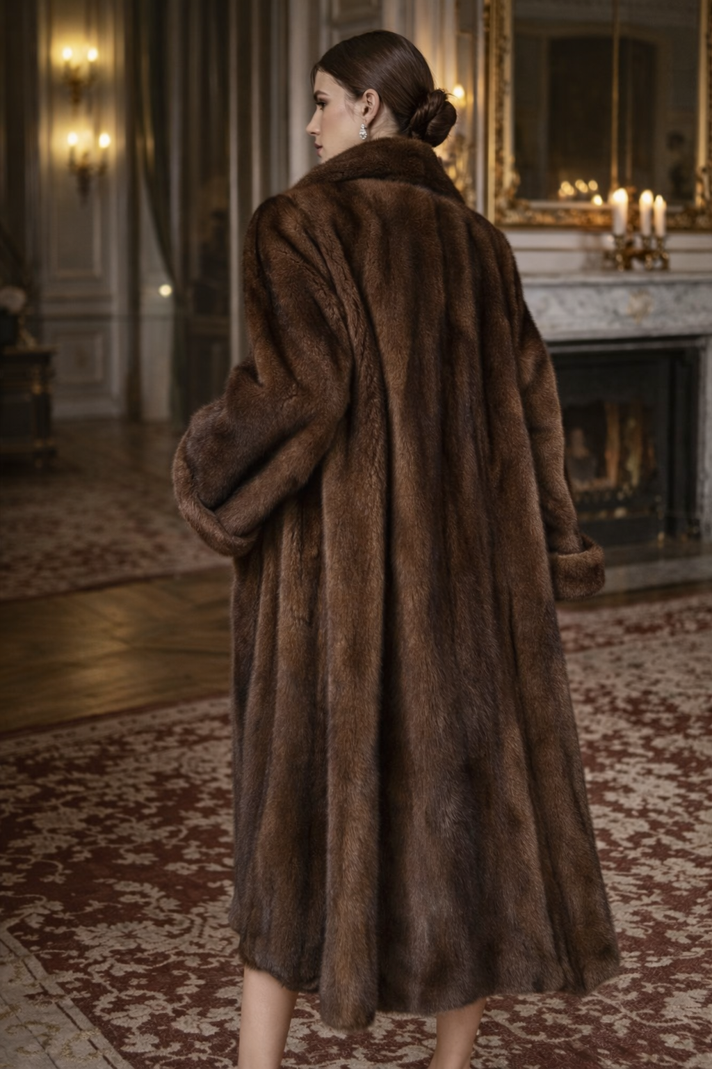 Maison de Velours™ Retro Velvet Long Faux Mink Fur Coat — Luxe Winter Heritage
