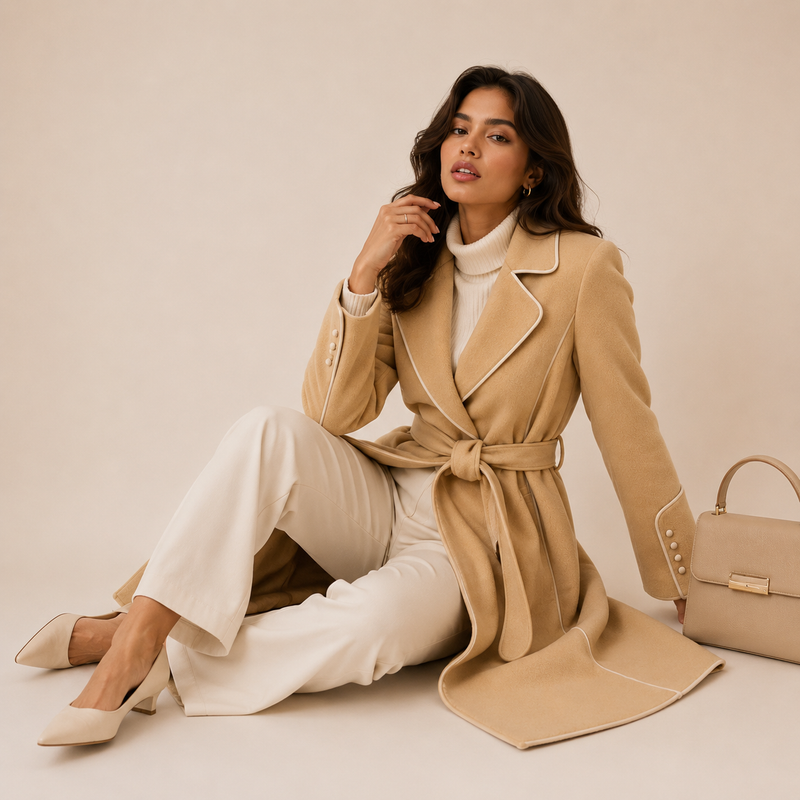 Elevé Couture Longline Fleece Coat — Minimalist Cold-Season Elegance