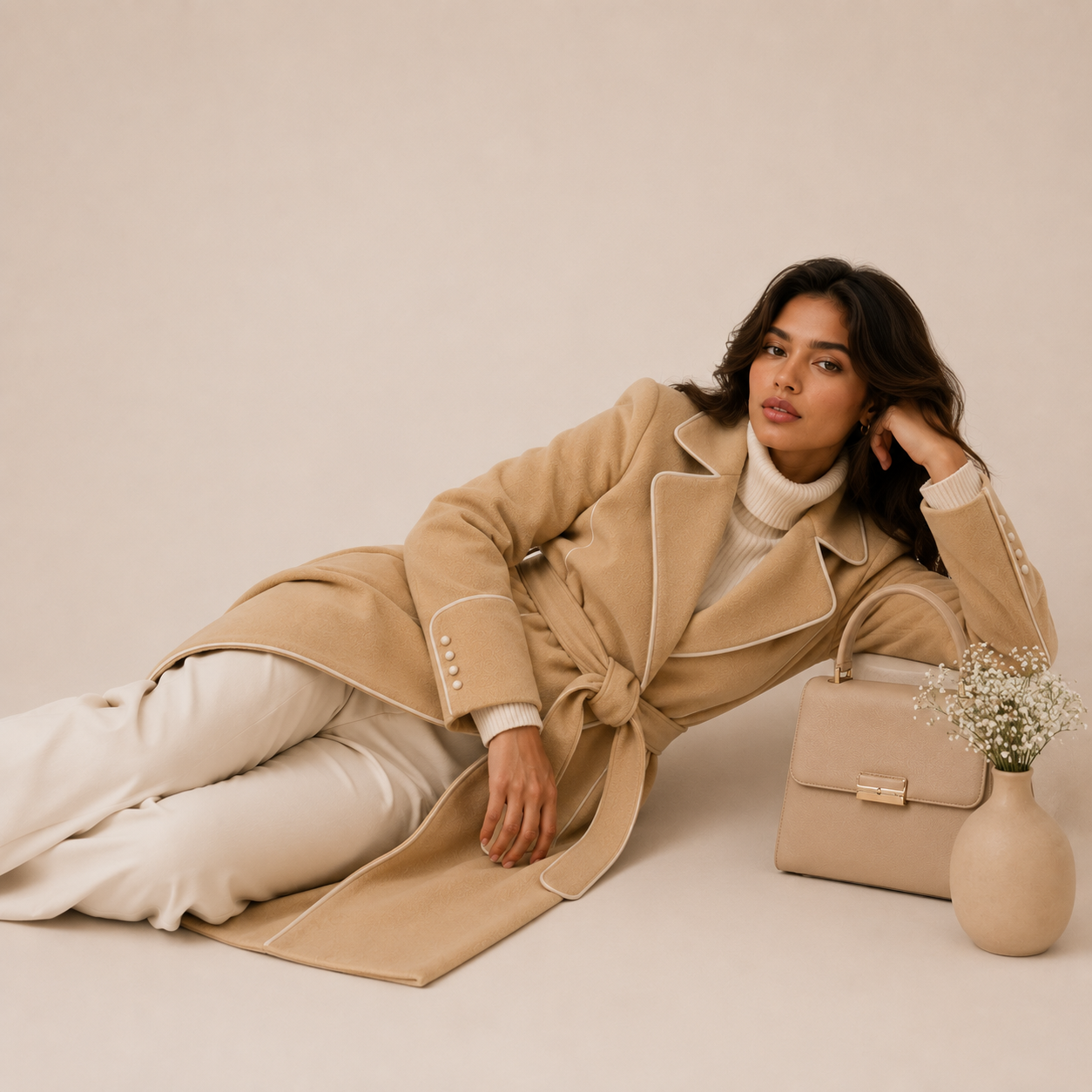 Elevé Couture Longline Fleece Coat — Minimalist Cold-Season Elegance