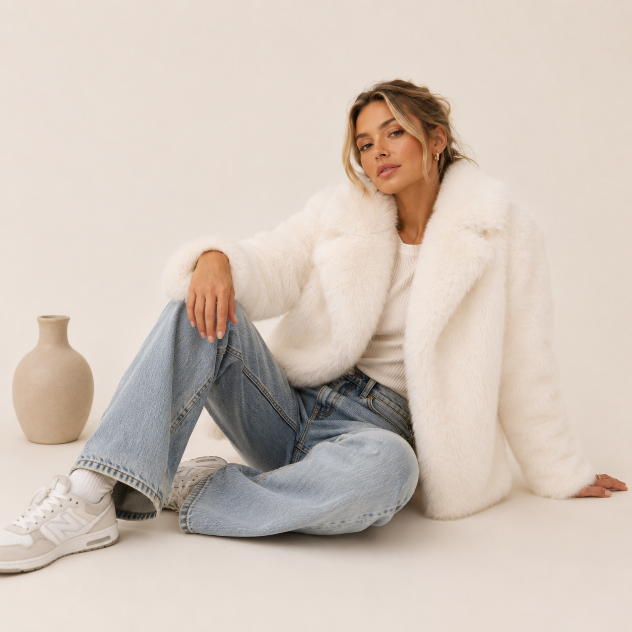 Maison de Flamme™ Winter Fox Fur Long Coat — Luxe Arctic Elegance