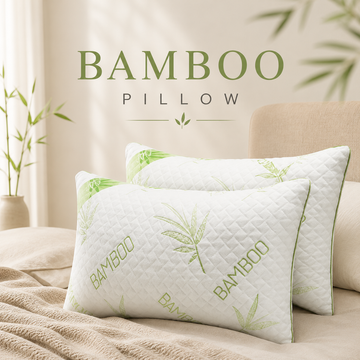 Bamboo Memory Foam Pillow | Medium Firm Support for Neck &amp; Shoulder Comfort | Soft & Breathable