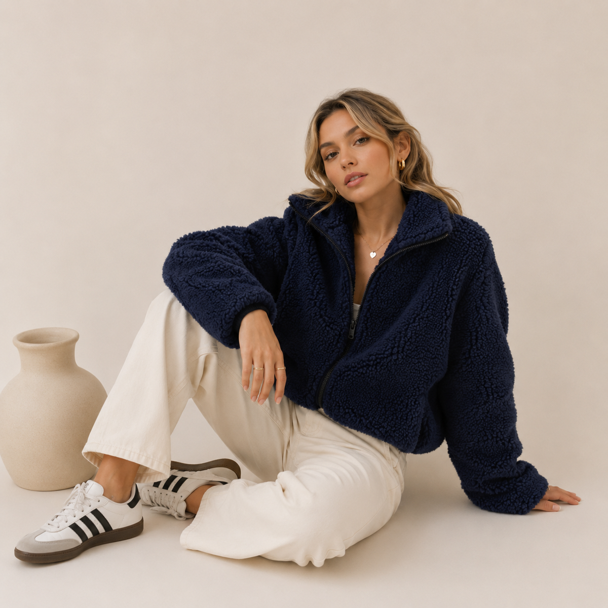 Maison Élevé Vintage Knit Zip‑Up Cardigan — Luxe Autumn‑Winter Layered Knitwear