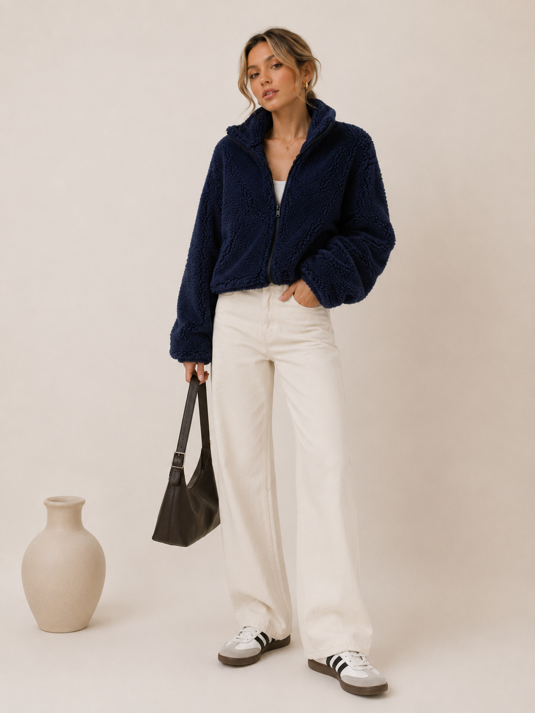 Maison Élevé Vintage Knit Zip‑Up Cardigan — Luxe Autumn‑Winter Layered Knitwear