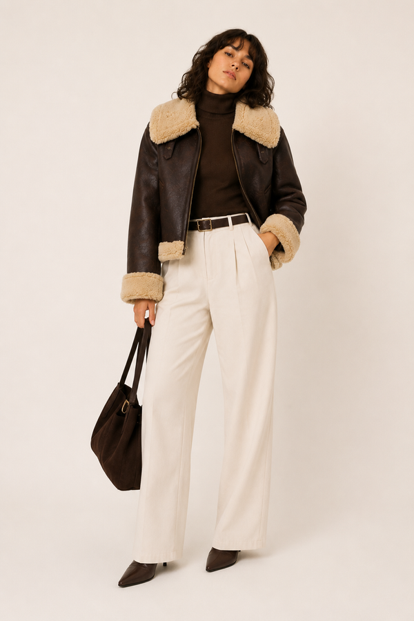 The Noire Élégance Women’s Faux‑Fur Trim PU Leather Jacket — Signature Autumn Street Luxe