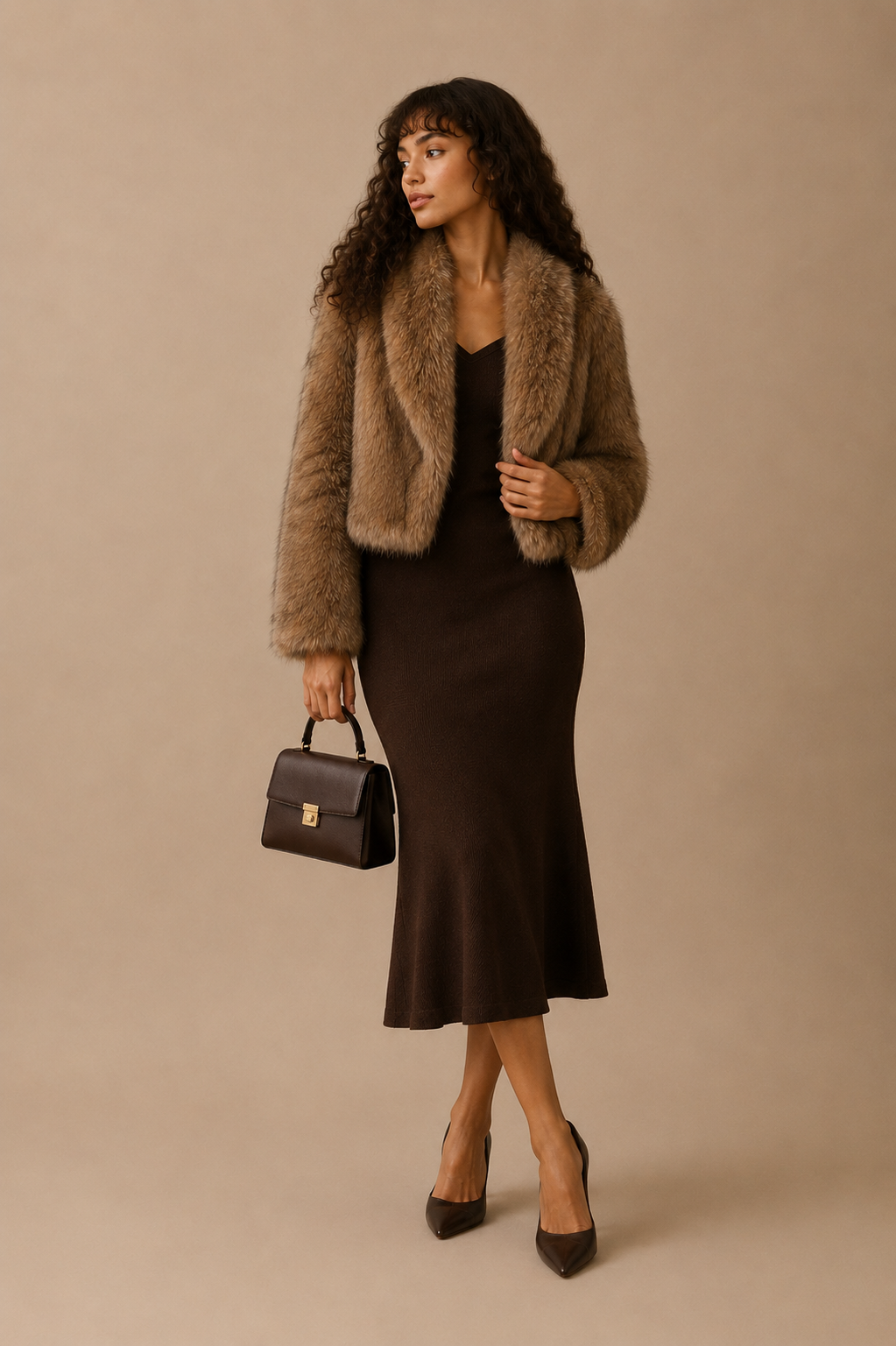 Maison de Soie Vintage Luxe Faux Mink Fur Coat — Timeless Plush Elegance