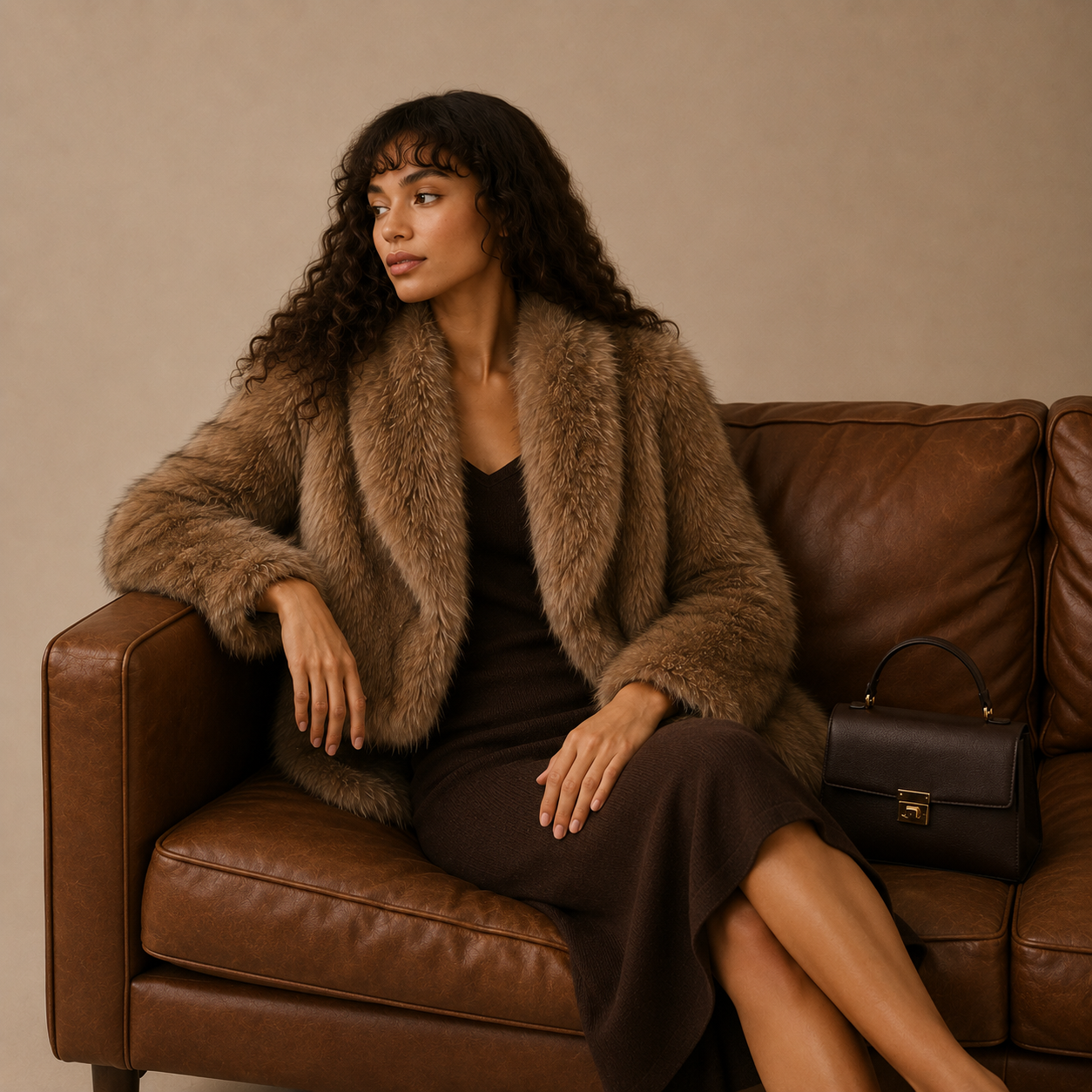 Maison de Soie Vintage Luxe Faux Mink Fur Coat — Timeless Plush Elegance
