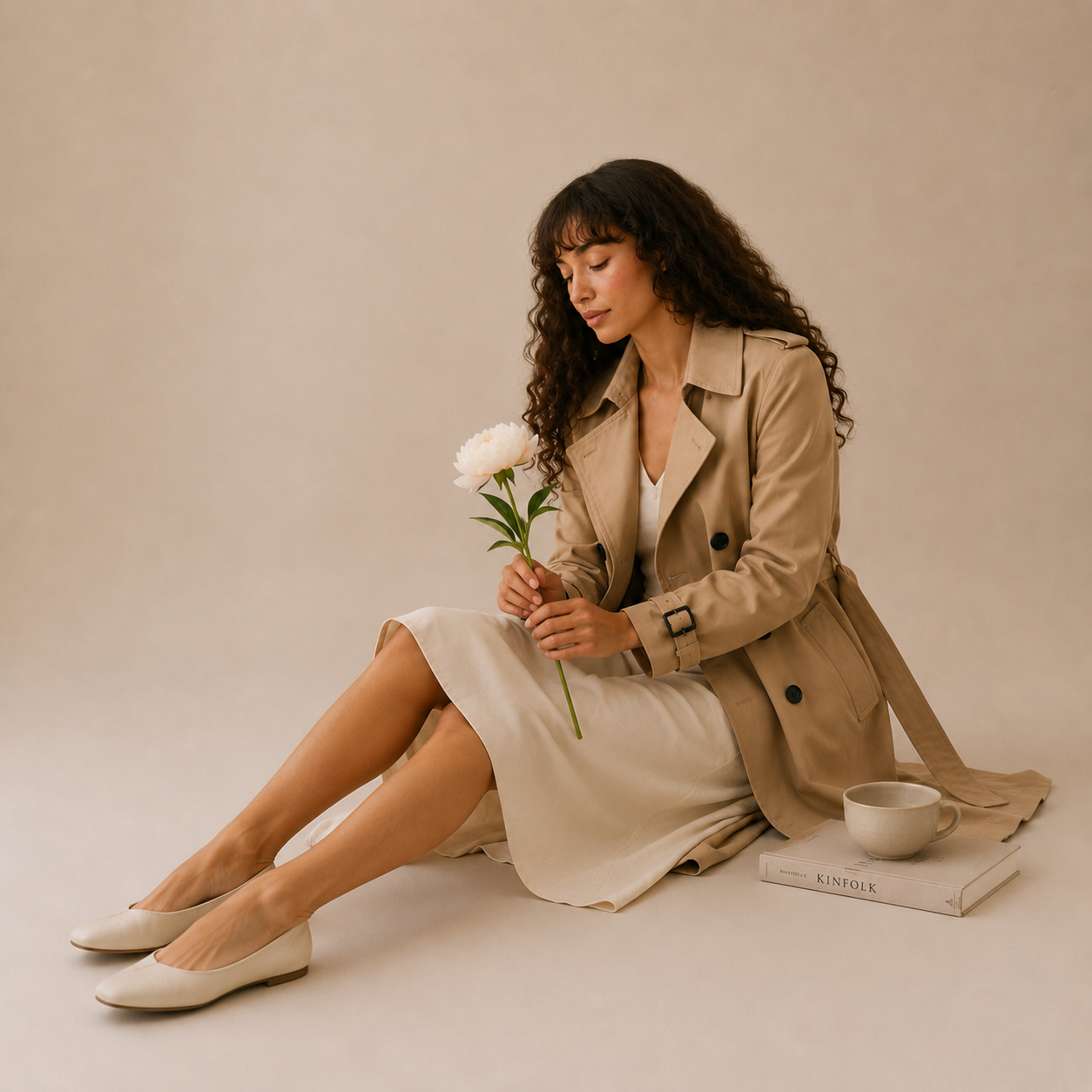 Vintage British‑Inspired Double‑Breasted Long Trench Coat — Refined Korean Fashion Silhouette