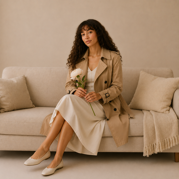 Vintage British‑Inspired Double‑Breasted Long Trench Coat — Refined Korean Fashion Silhouette