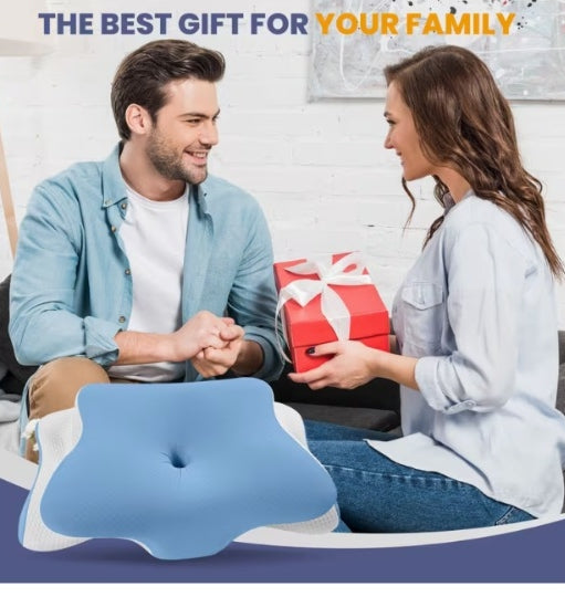 Orthopedic Cooling Memory Foam Ergonomic Cervical Neck Pillow for Side Back & Stomach Sleepers with Cooling Silk Cover