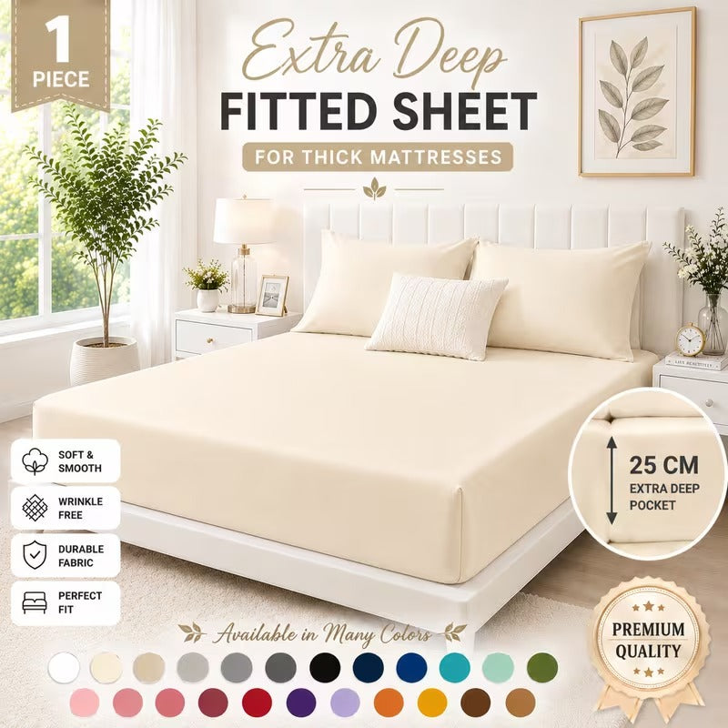Deep Fitted Sheet 25CM – Ultra Soft Brushed Microfiber Bed Sheet