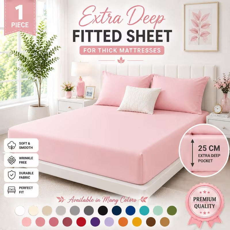 Deep Fitted Sheet 25CM – Ultra Soft Brushed Microfiber Bed Sheet