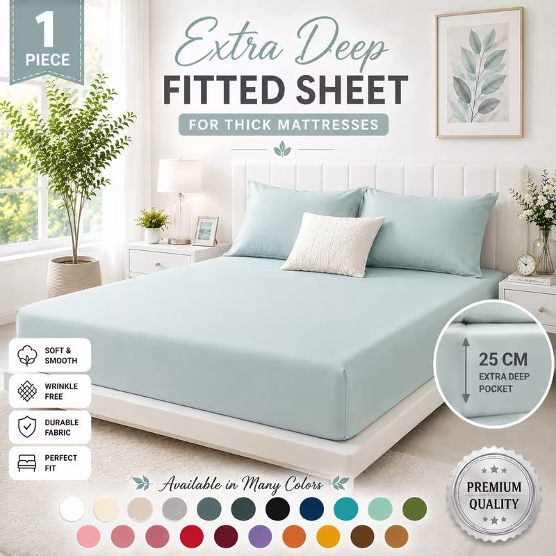 Deep Fitted Sheet 25CM – Ultra Soft Brushed Microfiber Bed Sheet