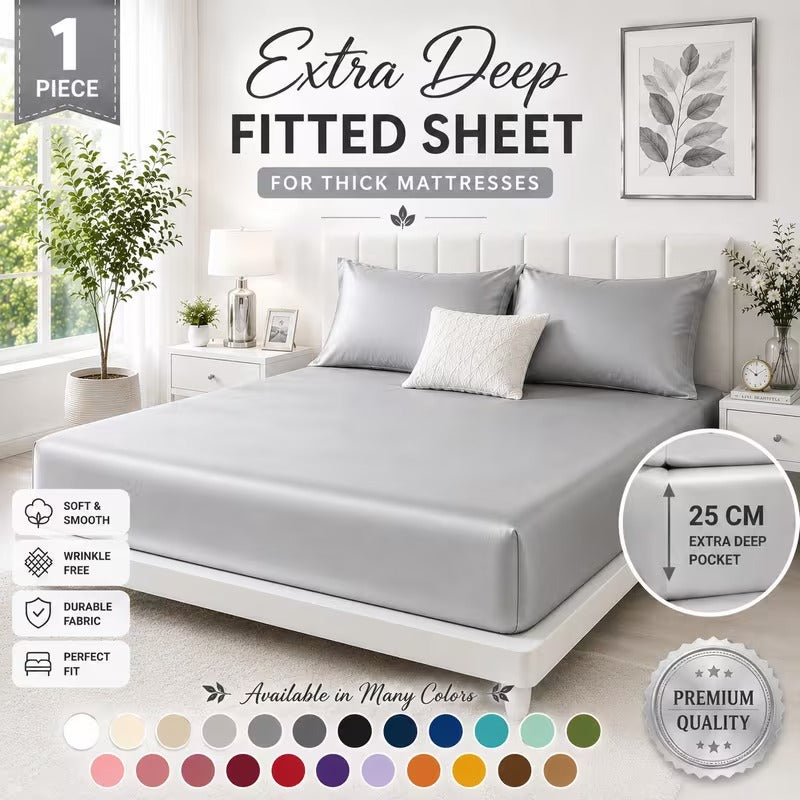 Deep Fitted Sheet 25CM – Ultra Soft Brushed Microfiber Bed Sheet