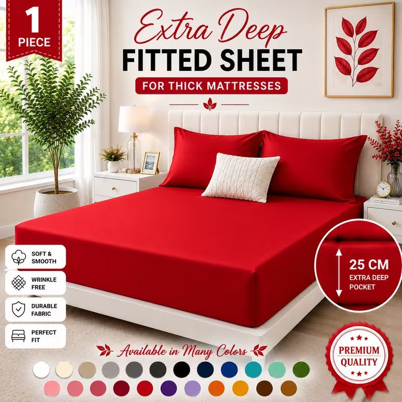 Deep Fitted Sheet 25CM – Ultra Soft Brushed Microfiber Bed Sheet