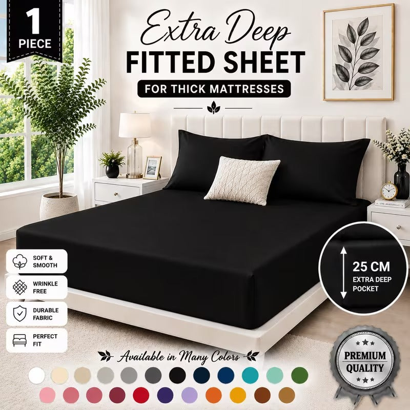 Deep Fitted Sheet 25CM – Ultra Soft Brushed Microfiber Bed Sheet