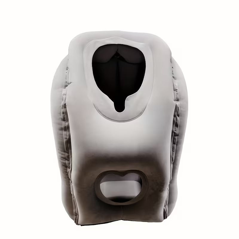 Inflatable Travel Pillow | Ergonomic Neck &amp; Head Support | Compact &amp; Foldable | Soft Flocked Fabric