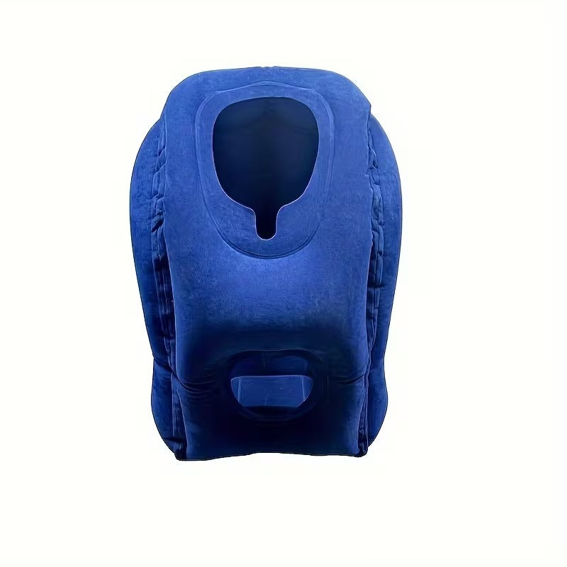 Inflatable Travel Pillow | Ergonomic Neck &amp; Head Support | Compact &amp; Foldable | Soft Flocked Fabric