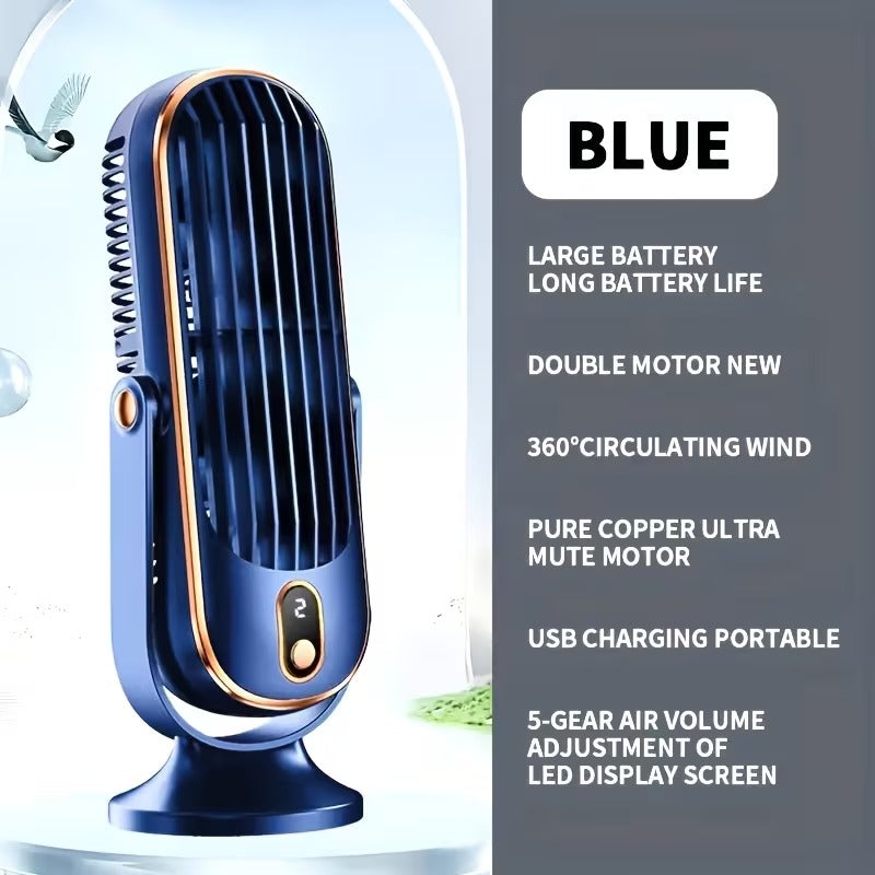 Desktop USB rechargeable fan ultra-quiet 5 speed air circulation fan