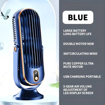 Desktop USB rechargeable fan ultra-quiet 5 speed air circulation fan