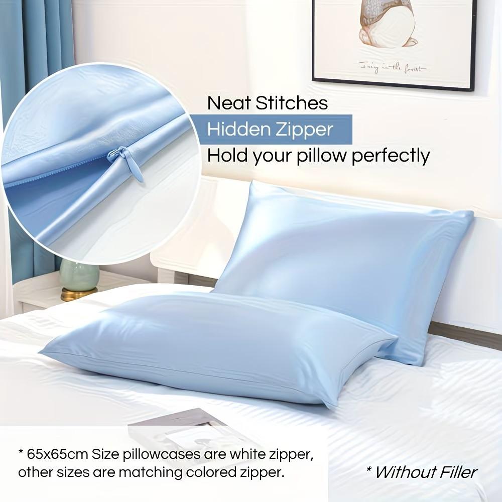 Luxury Mulberry Premium Quality Silk Pillowcase with Invisible Zipper | Soft & Breathable Pillow Cover for Hair & Skin | Bedroom, Sofa & Dorm