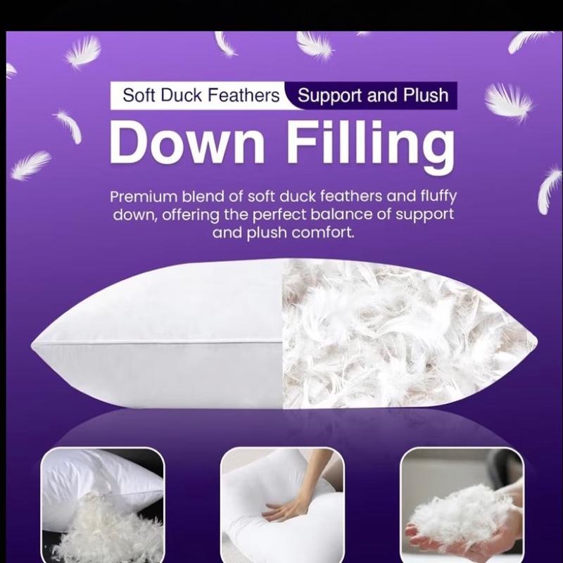 Premium Anti-allergy Duck Feather & Down Microfiber Pillows Pack of 1 & 2 – Hotel Quality Ultra Soft & Fluffy Bed Pillows, Hypoallergenic, Breathable & Machine Washable, High Loft Support Pillow Set
