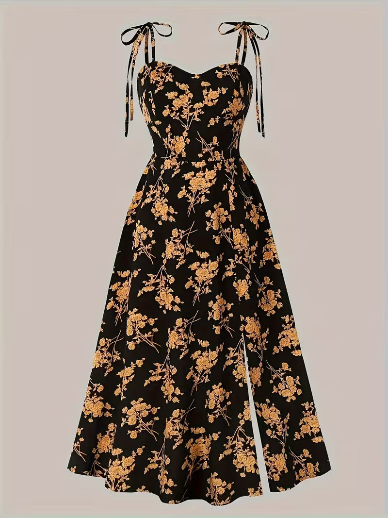 Women's Elegant Sweetheart Sleeveless Floral Print Sundress