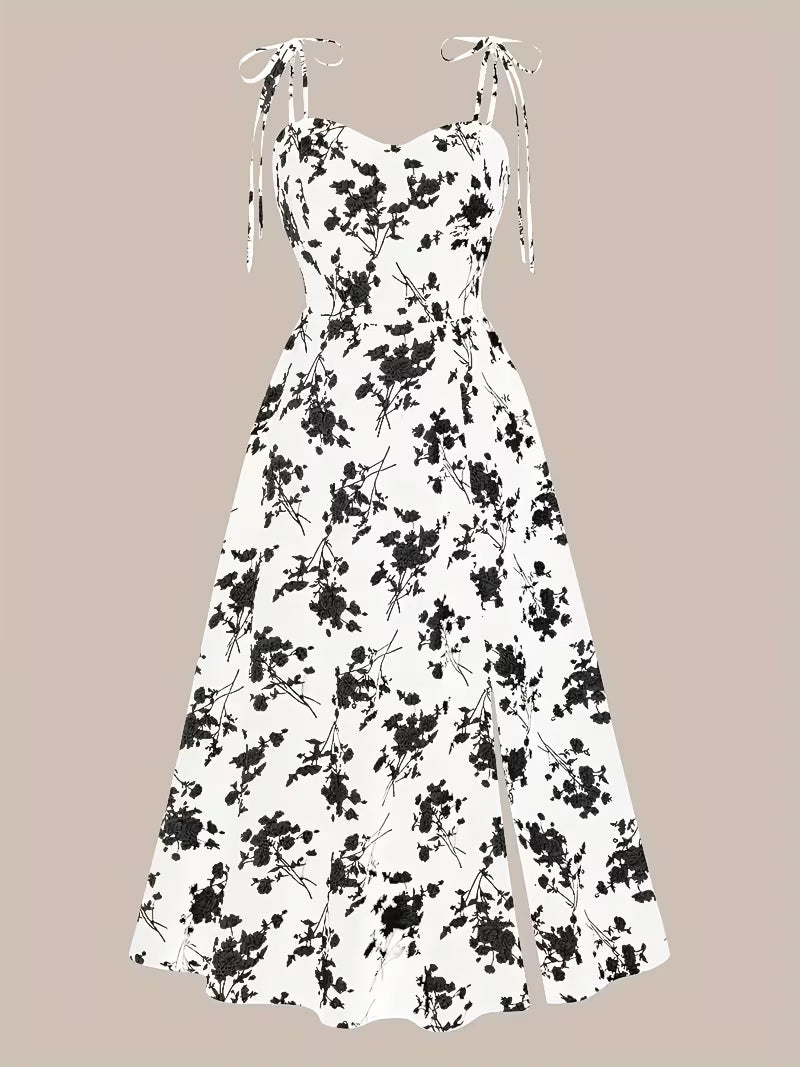 Women's Elegant Sweetheart Sleeveless Floral Print Sundress