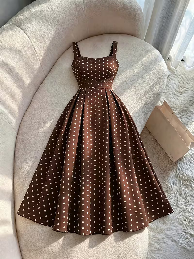 Vintage Elegant Polka Dot Cami Dress