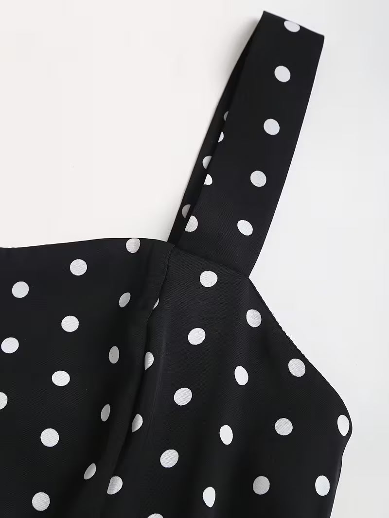 Vintage Elegant Polka Dot Cami Dress