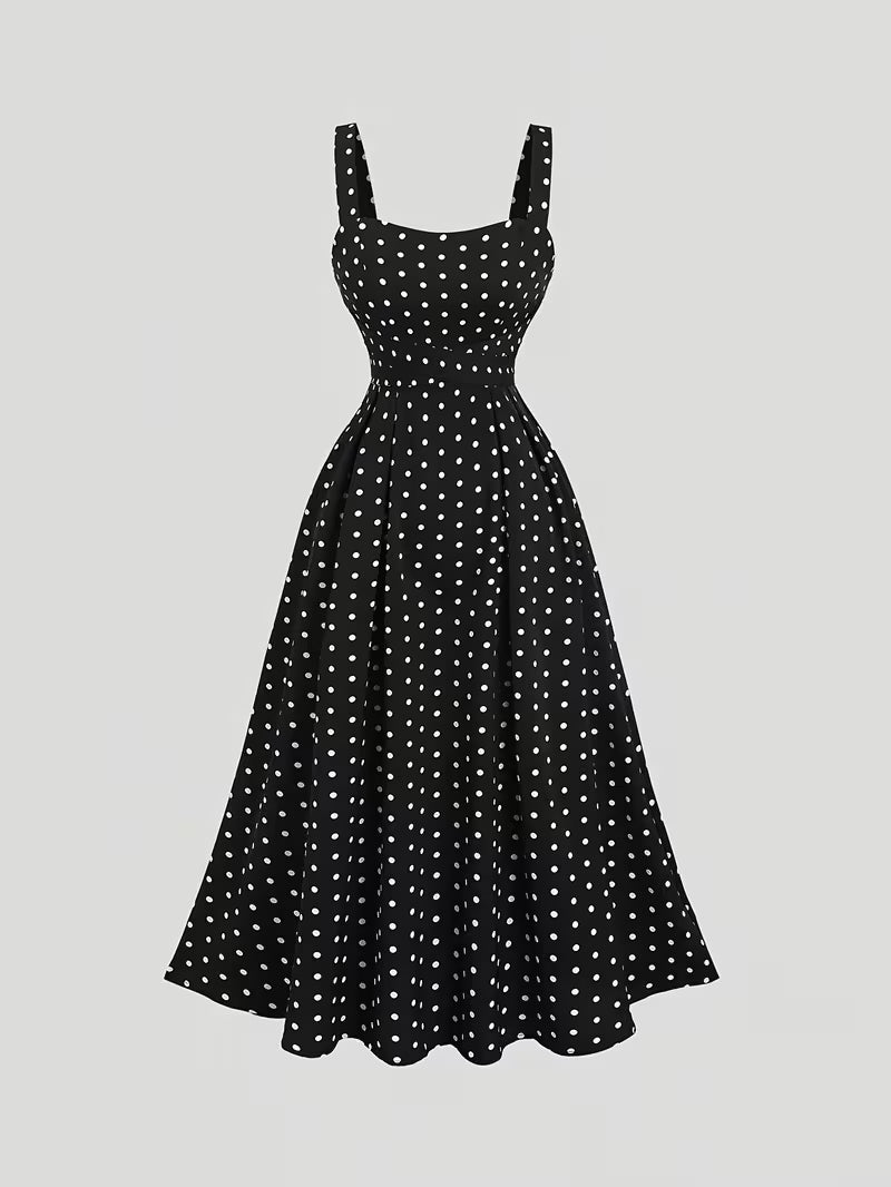 Vintage Elegant Polka Dot Cami Dress