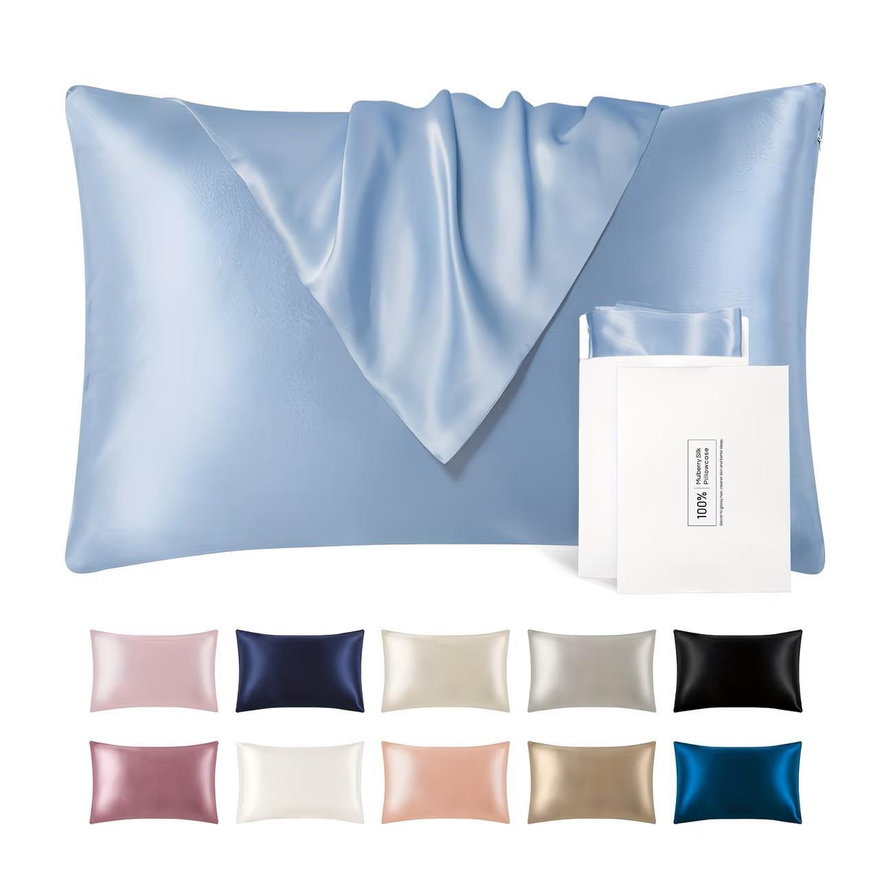 Luxury Mulberry Premium Quality Silk Pillowcase with Invisible Zipper | Soft & Breathable Pillow Cover for Hair & Skin | Bedroom, Sofa & Dorm