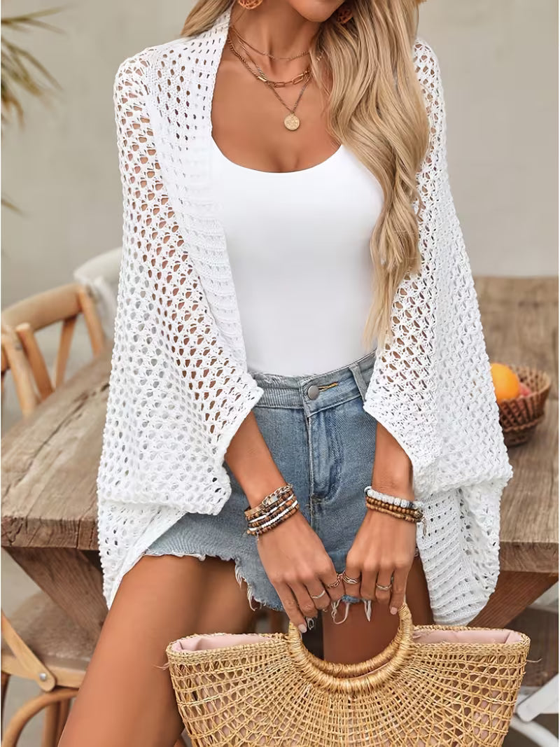 Hollow Knit Beach Cardigan – Lightweight Vacation Cover-Up