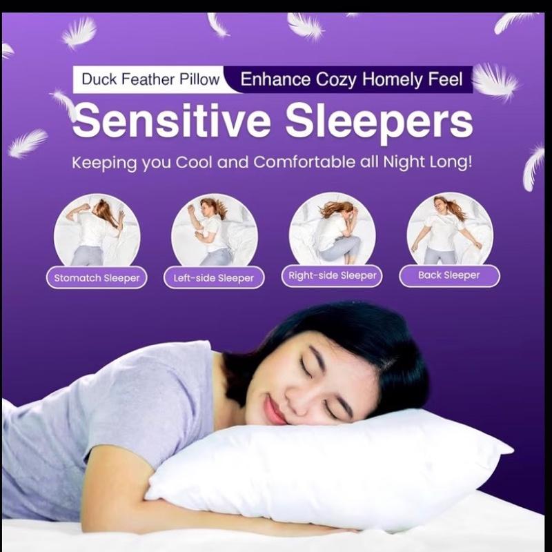 Premium Anti-allergy Duck Feather & Down Microfiber Pillows Pack of 1 & 2 – Hotel Quality Ultra Soft & Fluffy Bed Pillows, Hypoallergenic, Breathable & Machine Washable, High Loft Support Pillow Set
