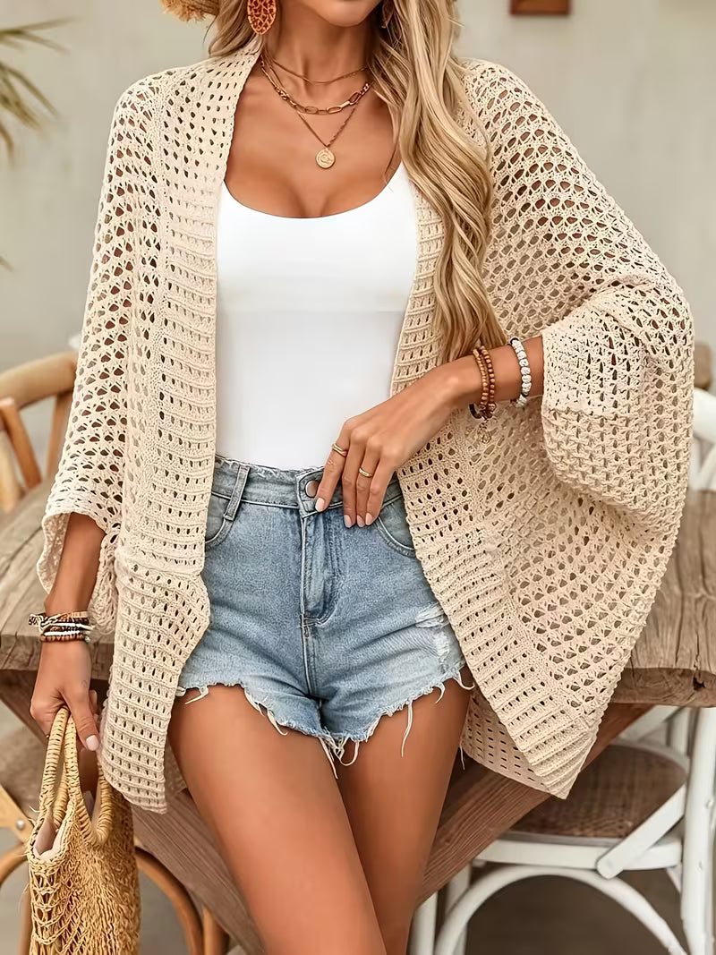 Hollow Knit Beach Cardigan – Lightweight Vacation Cover-Up